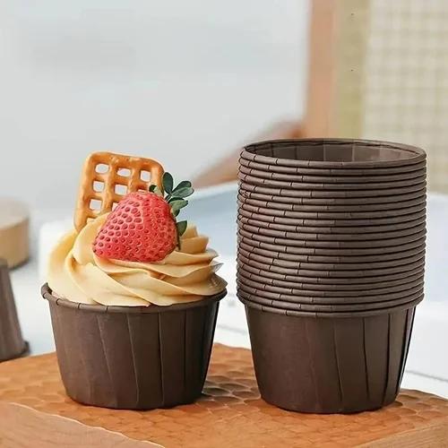 Bakewareind Choco lava cake Dark Brown Solid Bake And Serve Paper Muffin Cupcake liner,50pc - Bakeware India