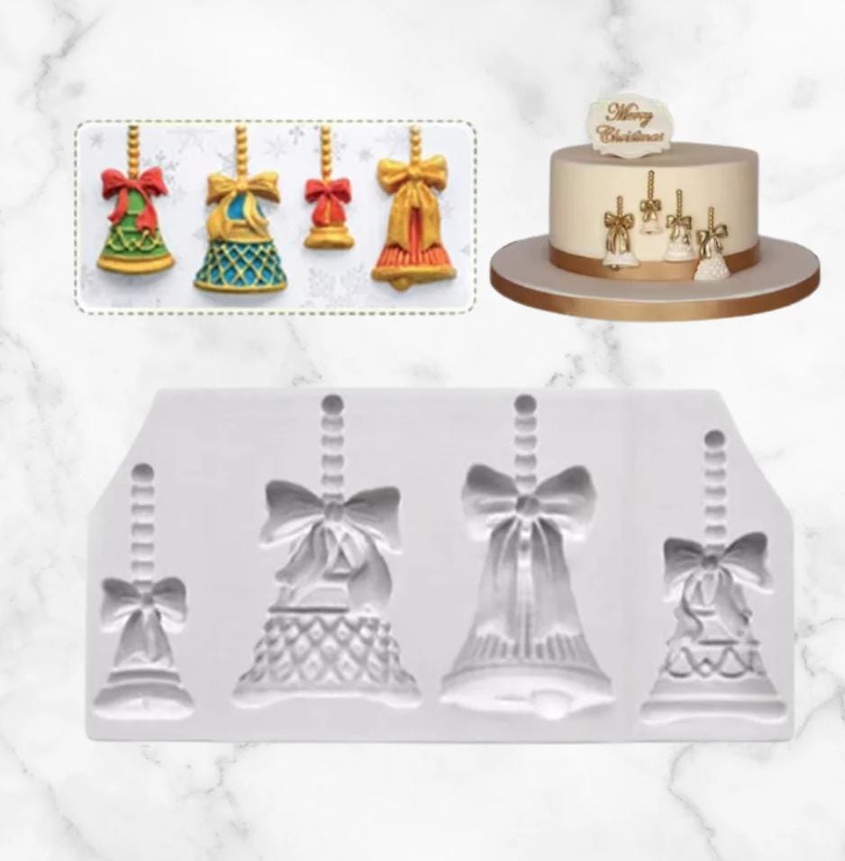 Bakewareind Christmas Bells Fondant Silicone Mould - Bakeware India