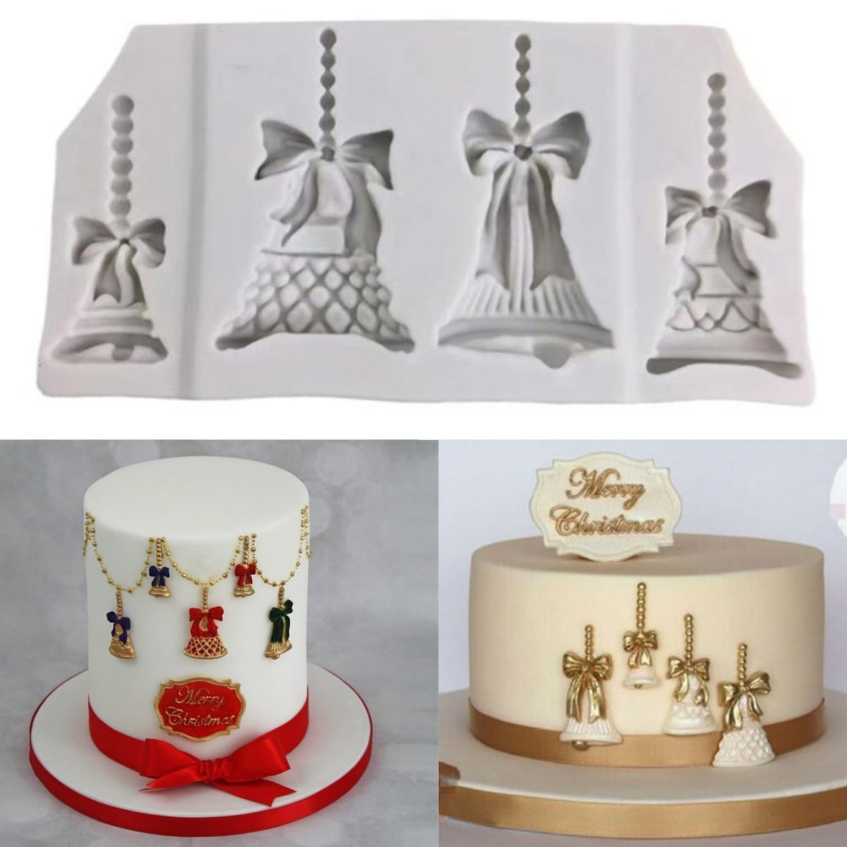 Bakewareind Christmas Bells Fondant Silicone Mould - Bakeware India