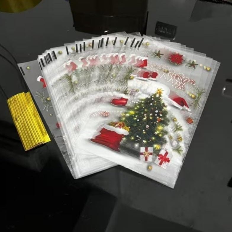 Bakewareind Christmas Poly Transparent Gift Bags, 50pcs - Bakeware India