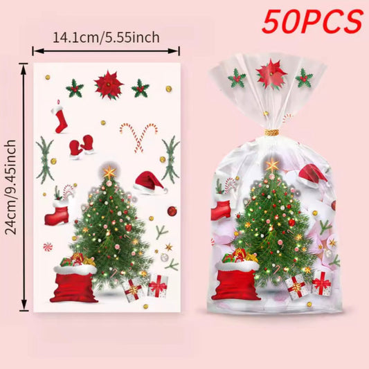 Bakewareind Christmas Poly Transparent Gift Bags, 50pcs - Bakeware India