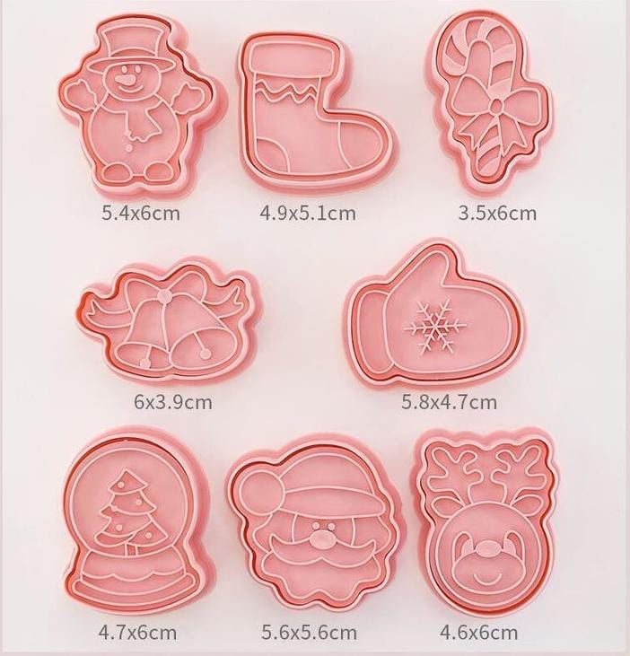 Bakewareind Christmas Tree Stocking Santa Glove Bell Stamp Cutter 8pcs - Bakeware India