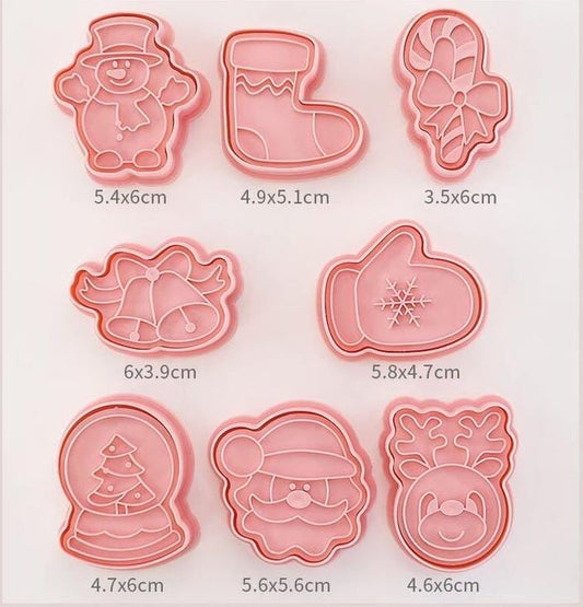 Bakewareind Christmas Tree Stocking Santa Glove Bell Stamp Cutter 8pcs - Bakeware India