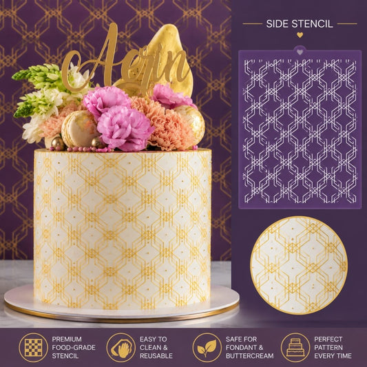 Bakewareind Connected Pattern Cake Decorating Reusable Fabric Mesh Stencil - Bakeware India