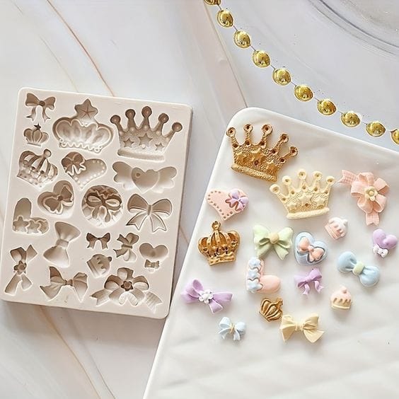 Bakewareind Crown Tiara And Bow Silicon Fondant Mould - Bakeware India