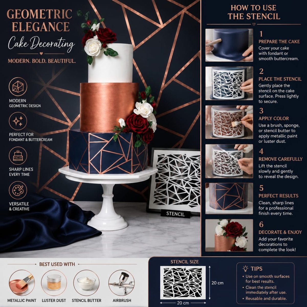 Bakewareind Crystalline Cake Stencil - Bakeware India