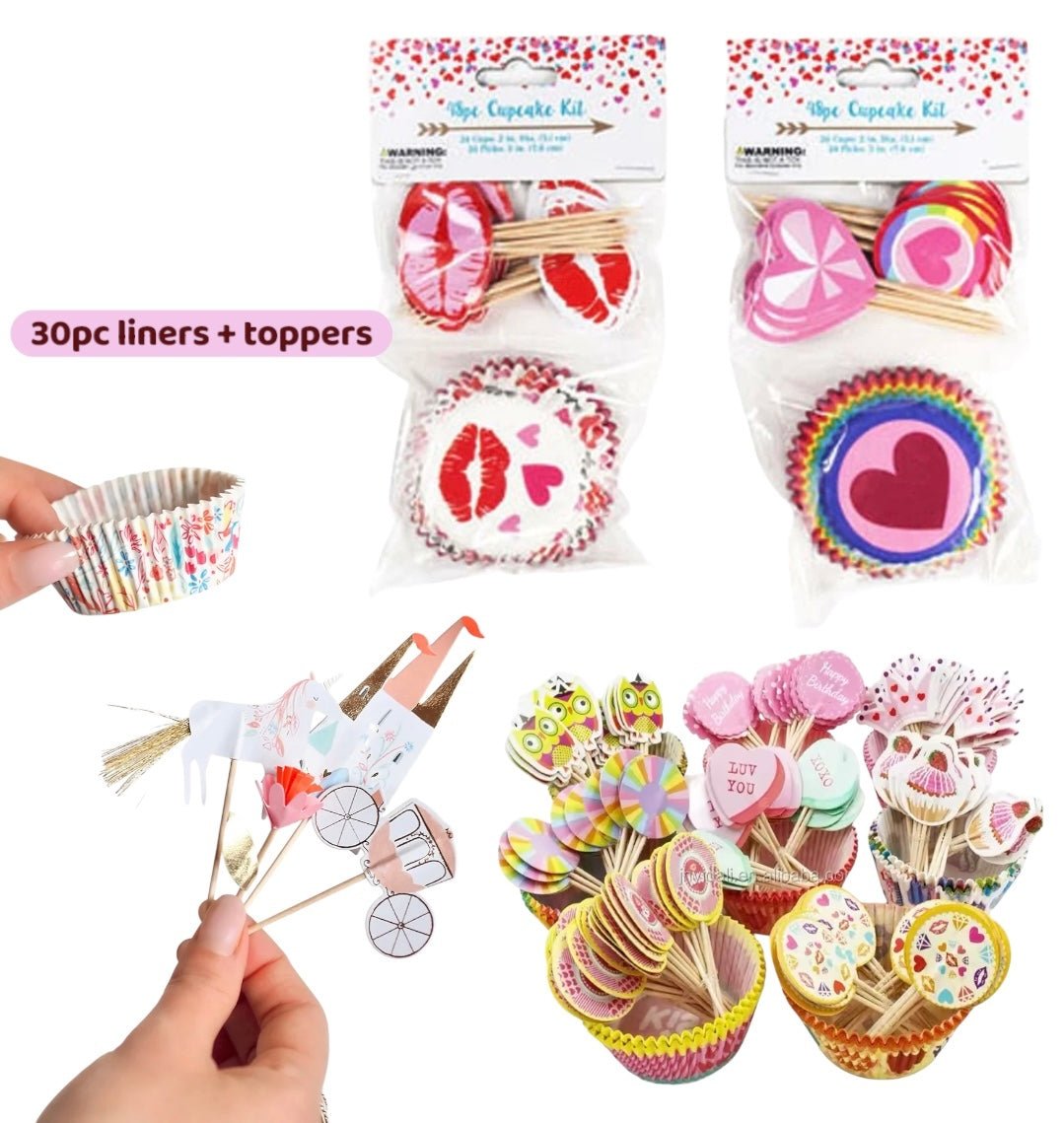 Bakewareind Cupcake Liners Kit with Cupcake Toppers (select colors) - Bakeware India