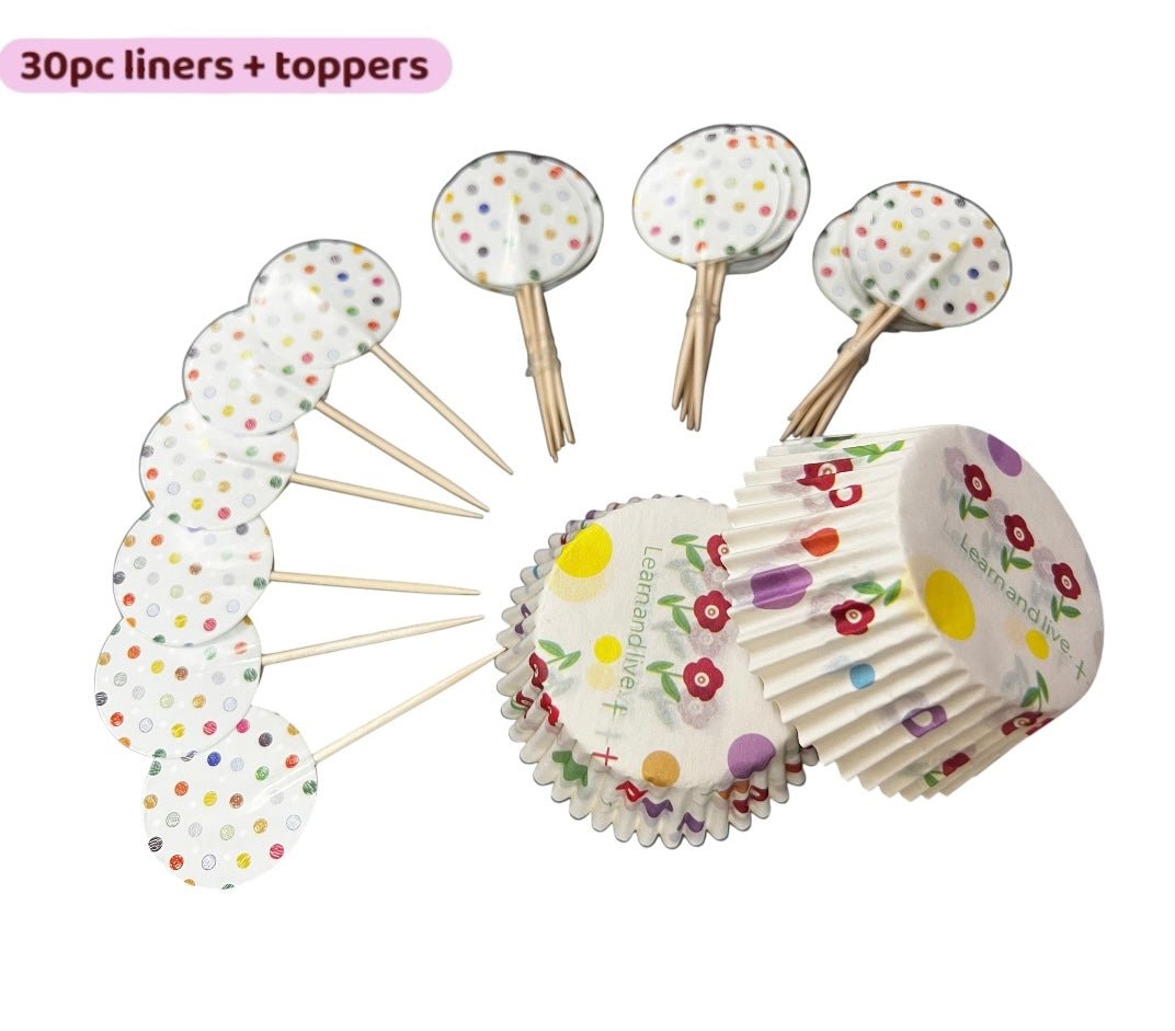 Bakewareind Cupcake Liners Kit with Cupcake Toppers (select colors) - Bakeware India