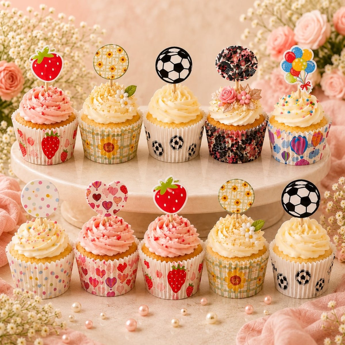 Bakewareind Cupcake Liners Kit with Cupcake Toppers (select colors) - Bakeware India