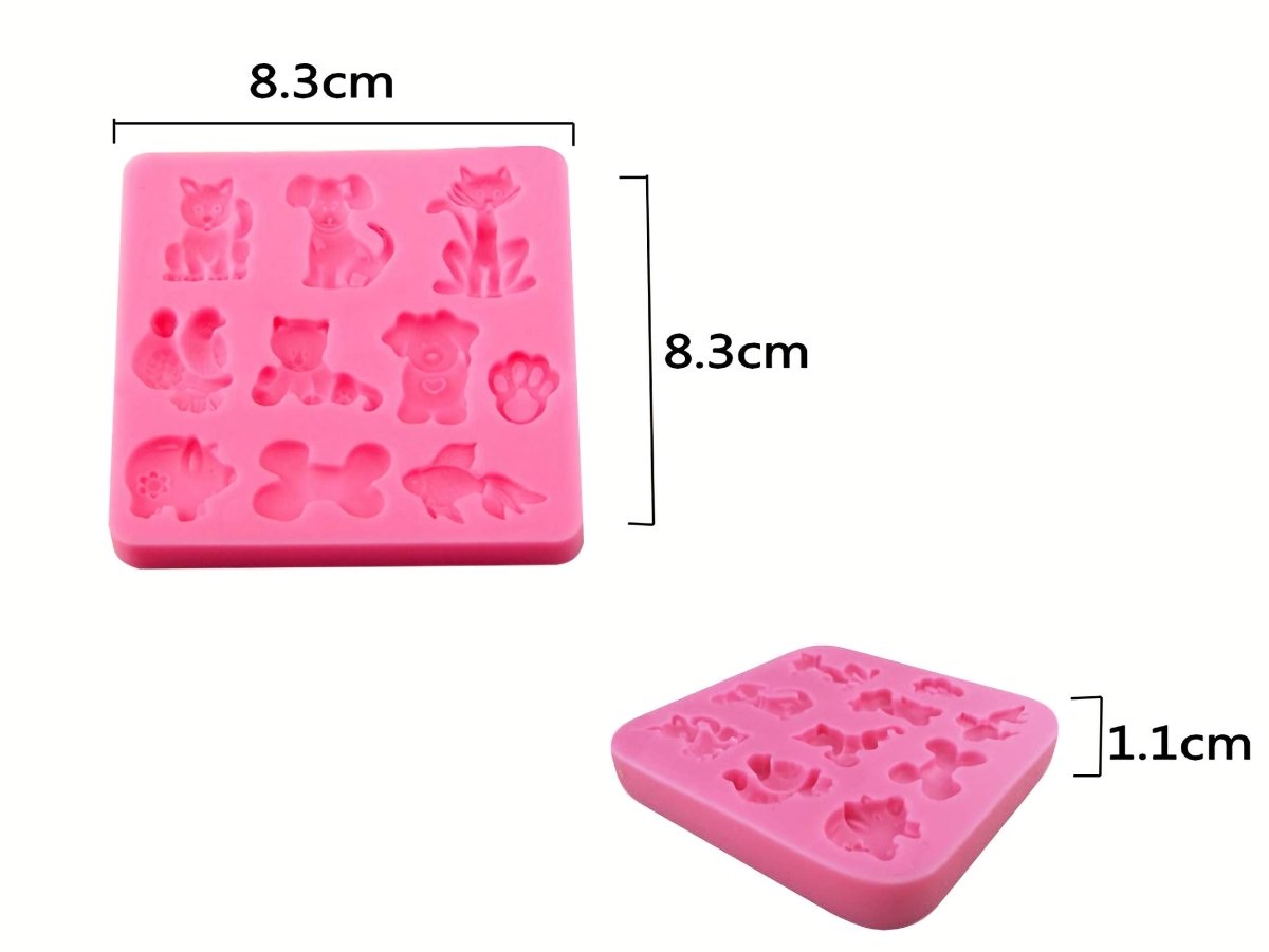 Bakewareind Cute Animals Dog Cat Fish Bird And Bone Chocolate Cake Fondant Silicone Mould - Bakeware India