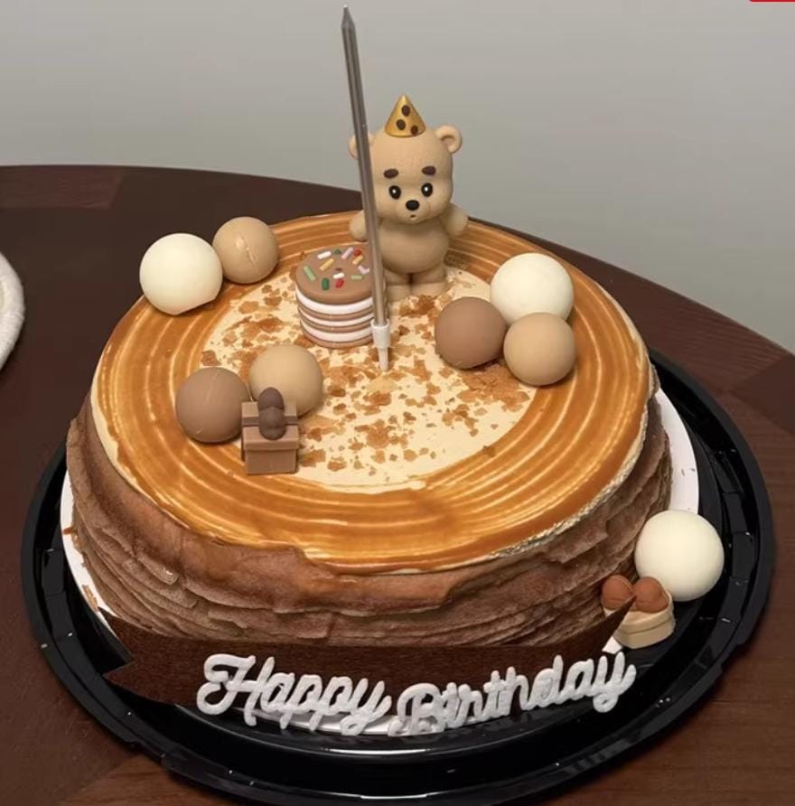 Bakewareind Cute Brown Bear With Party Hat Decoration Cake Topper, 9pcs - Bakeware India