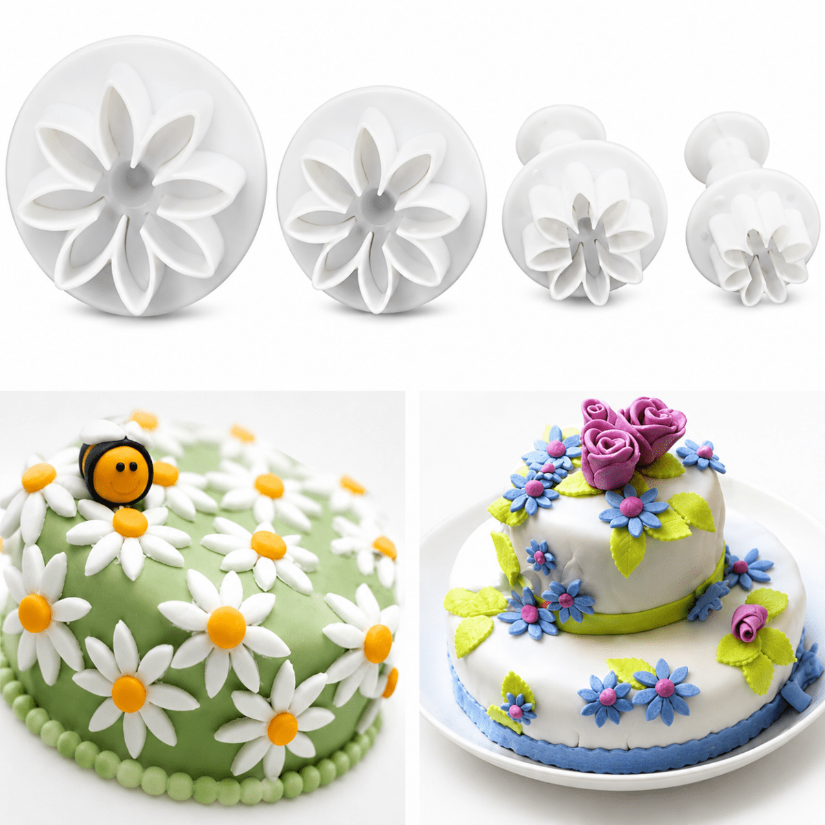 Bakewareind Daisy plunger cookie cutter 4pcs set - Bakeware India