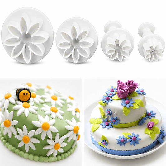 Bakewareind Daisy plunger cookie cutter 4pcs set - Bakeware India