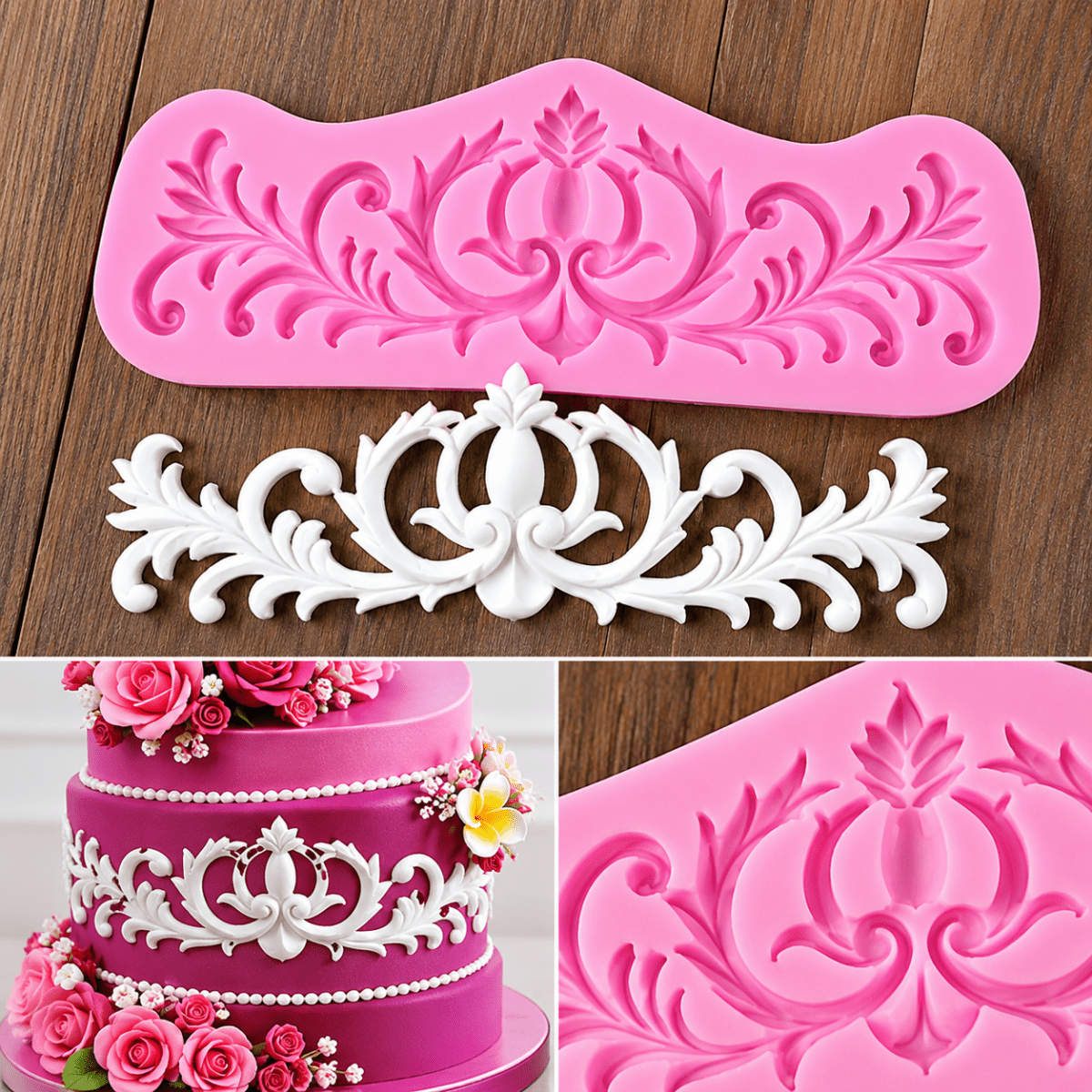 Bakewareind Damask Lace Border Silicone Mould - Bakeware India