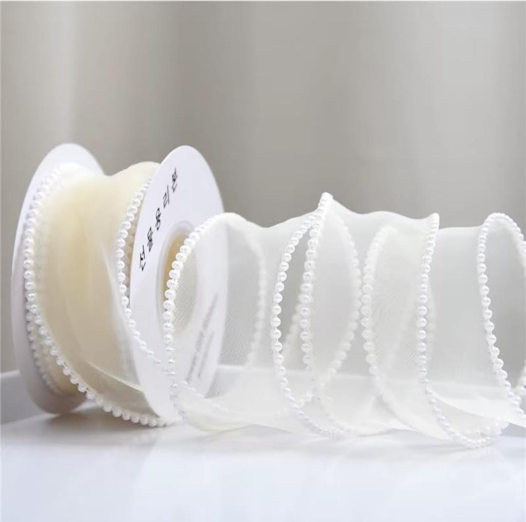 Bakewareind Decorative Pearl Border Ribbon for Gift Wrapping & Décor - Bakeware India