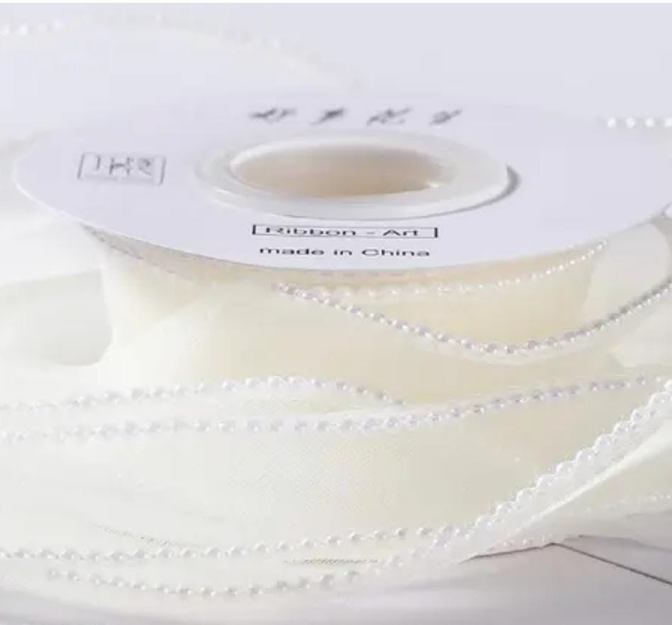 Bakewareind Decorative Pearl Border Ribbon for Gift Wrapping & Décor - Bakeware India