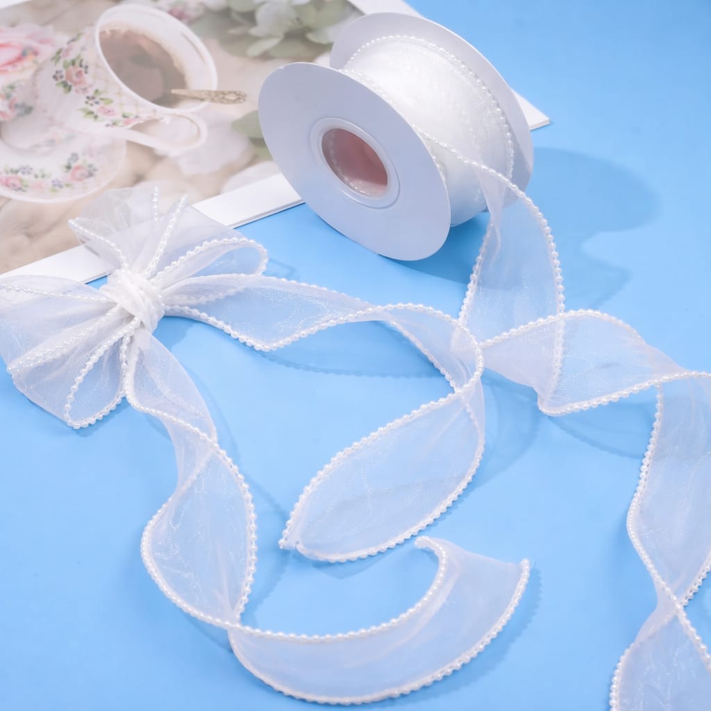 Bakewareind Decorative Pearl Border Ribbon for Gift Wrapping & Décor - Bakeware India