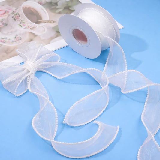 Bakewareind Decorative Pearl Border Ribbon for Gift Wrapping & Décor - Bakeware India