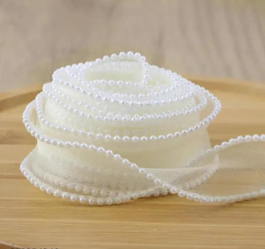Bakewareind Decorative Pearl Border Ribbon for Gift Wrapping & Décor - Bakeware India