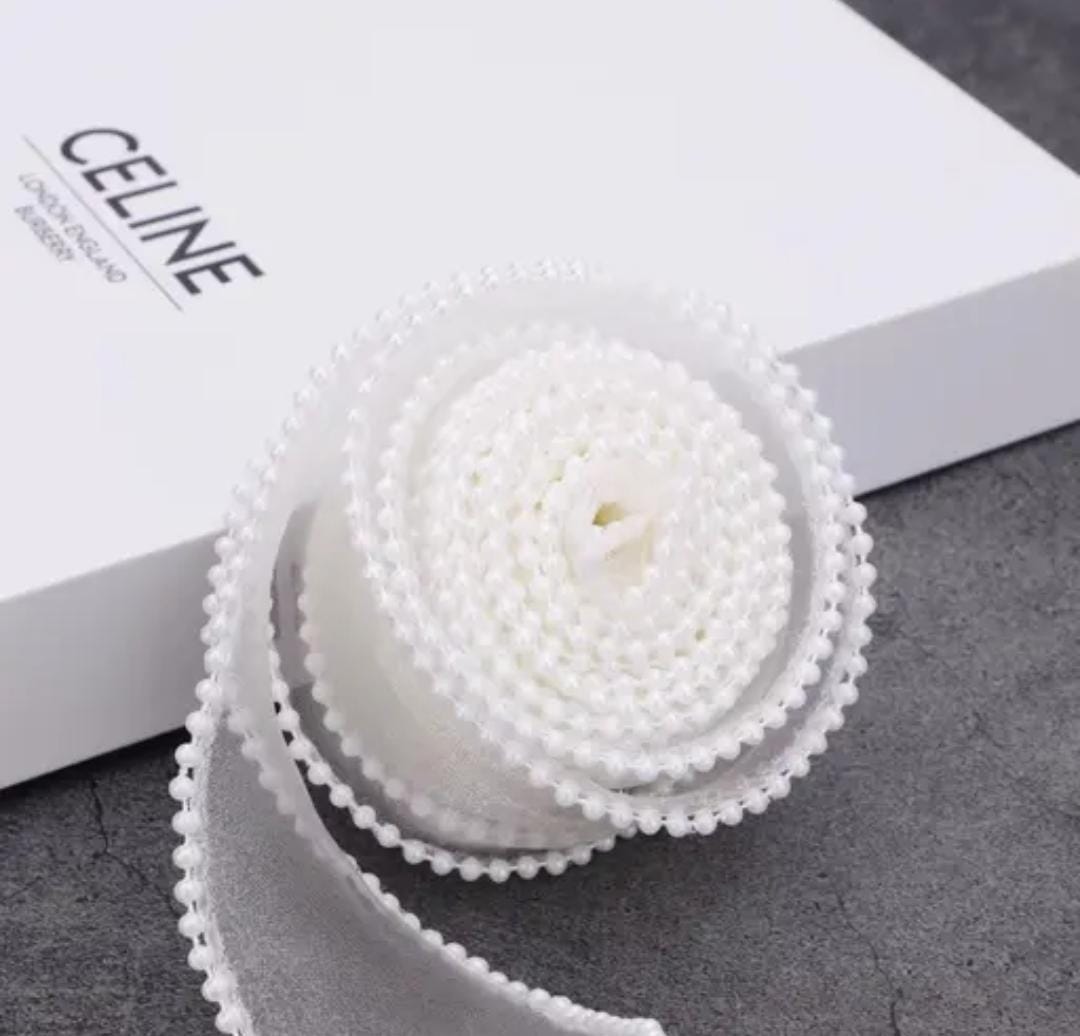 Bakewareind Decorative Pearl Border Ribbon for Gift Wrapping & Décor - Bakeware India