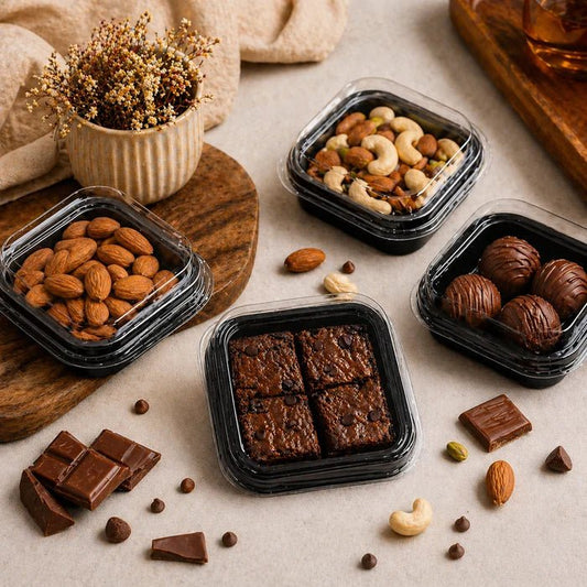 Bakewareind Disposable Square Brownie Box Food Container with Lid ,25pcs - Bakeware India