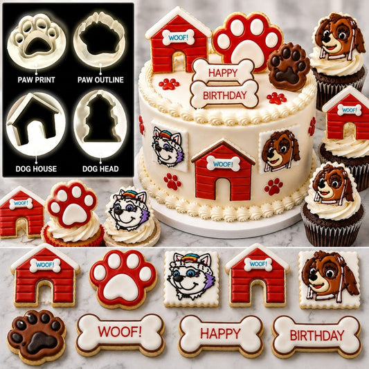 Bakewareind Dog House Paw Cookie Cutter,4pcs - Bakeware India