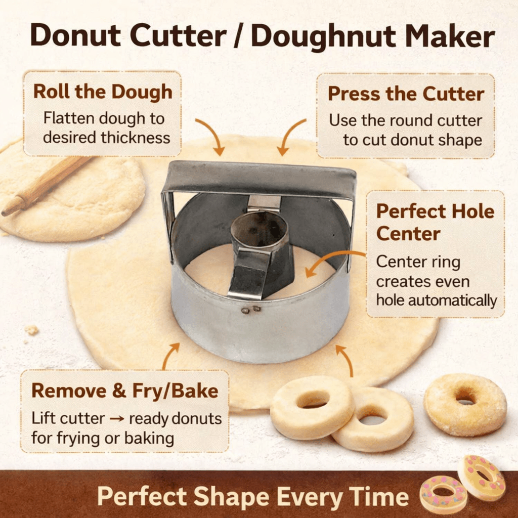 Bakewareind Donut Cutter Stainless Steel - Bakeware India