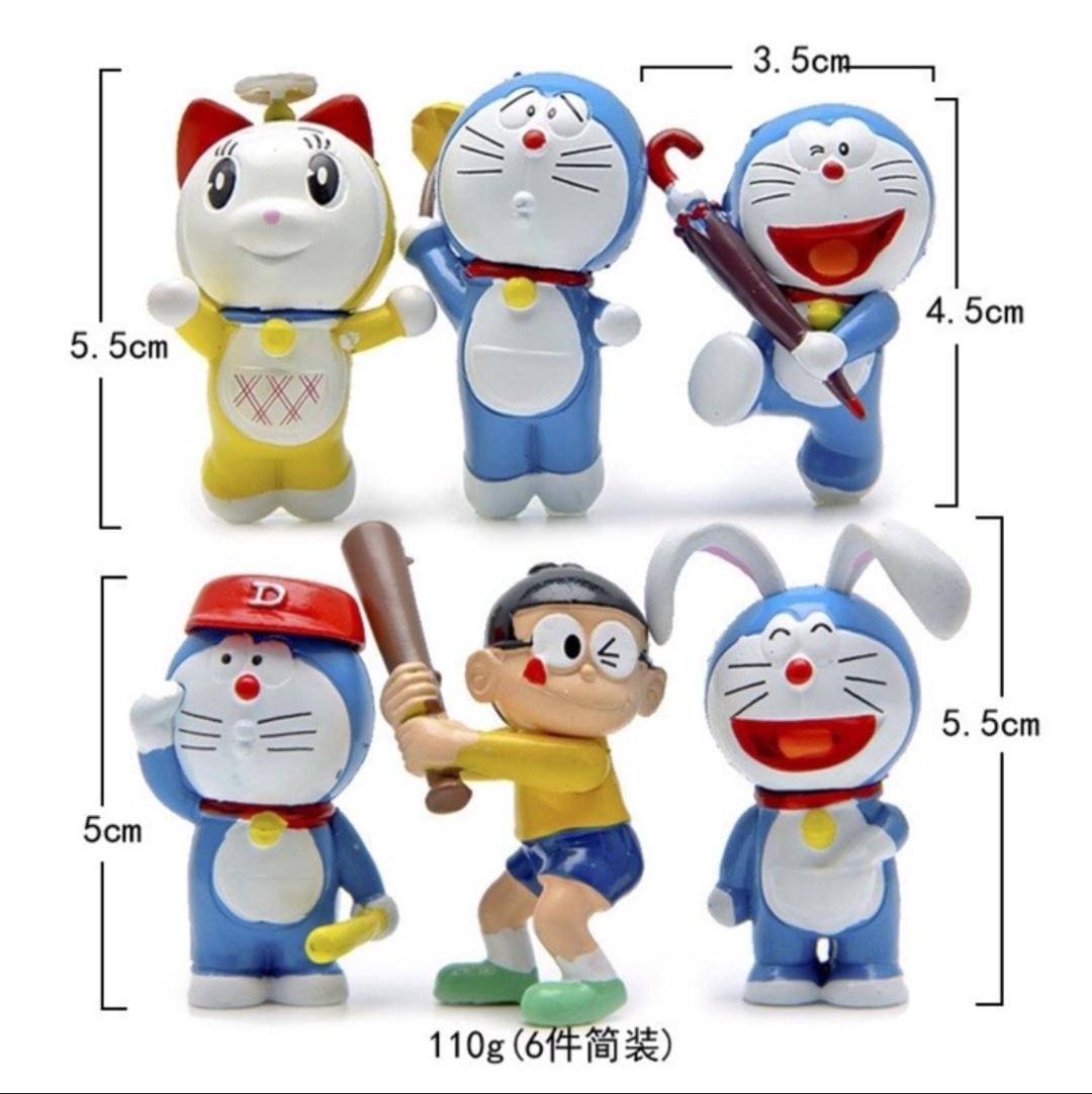 Bakewareind Doraemon Nobita Toy Cake Decoration Cake Topper,6pcs - Bakeware India