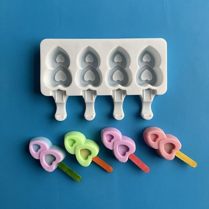 Bakewareind Double Heart Cakesicle Mould, 4 cavity - Bakeware India