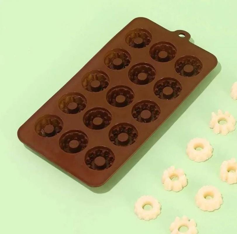 Bakewareind Dount Shape chocolate bar Silicone mould ,15 Cavity - Bakeware India