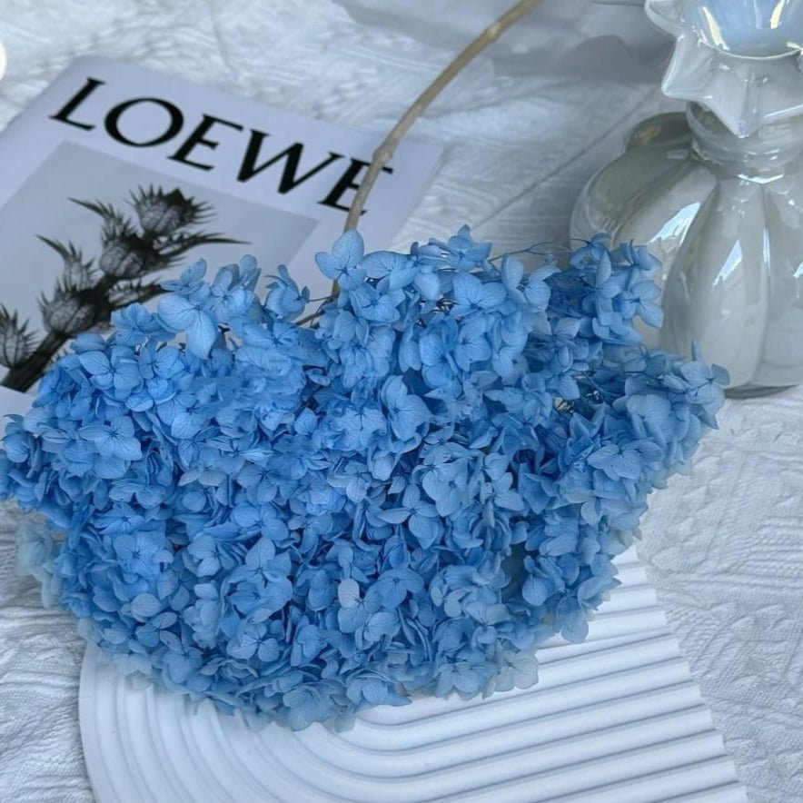 Bakewareind Dried Hydrangeas Leaves Preserved, Light Blue - Bakeware India