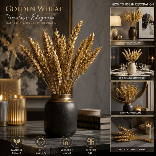 Bakewareind Dried Wheat Grass Cake Topper ,Golden, 12pcs - Bakeware India