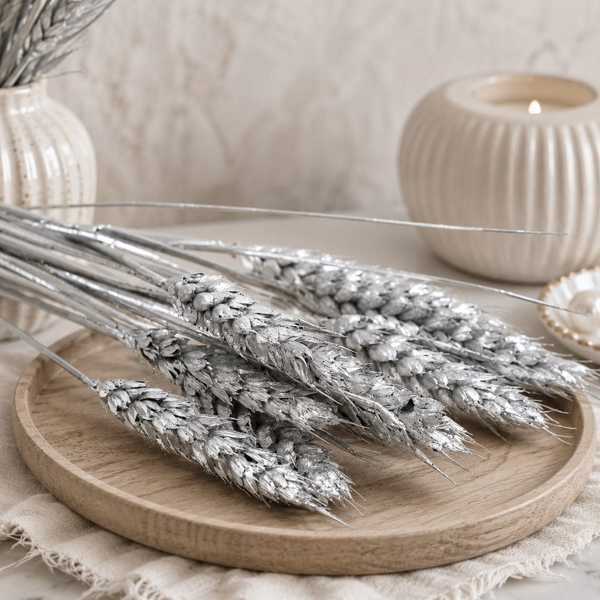 Bakewareind Dried Wheat Grass Cake Topper, Silver, 12pcs - Bakeware India