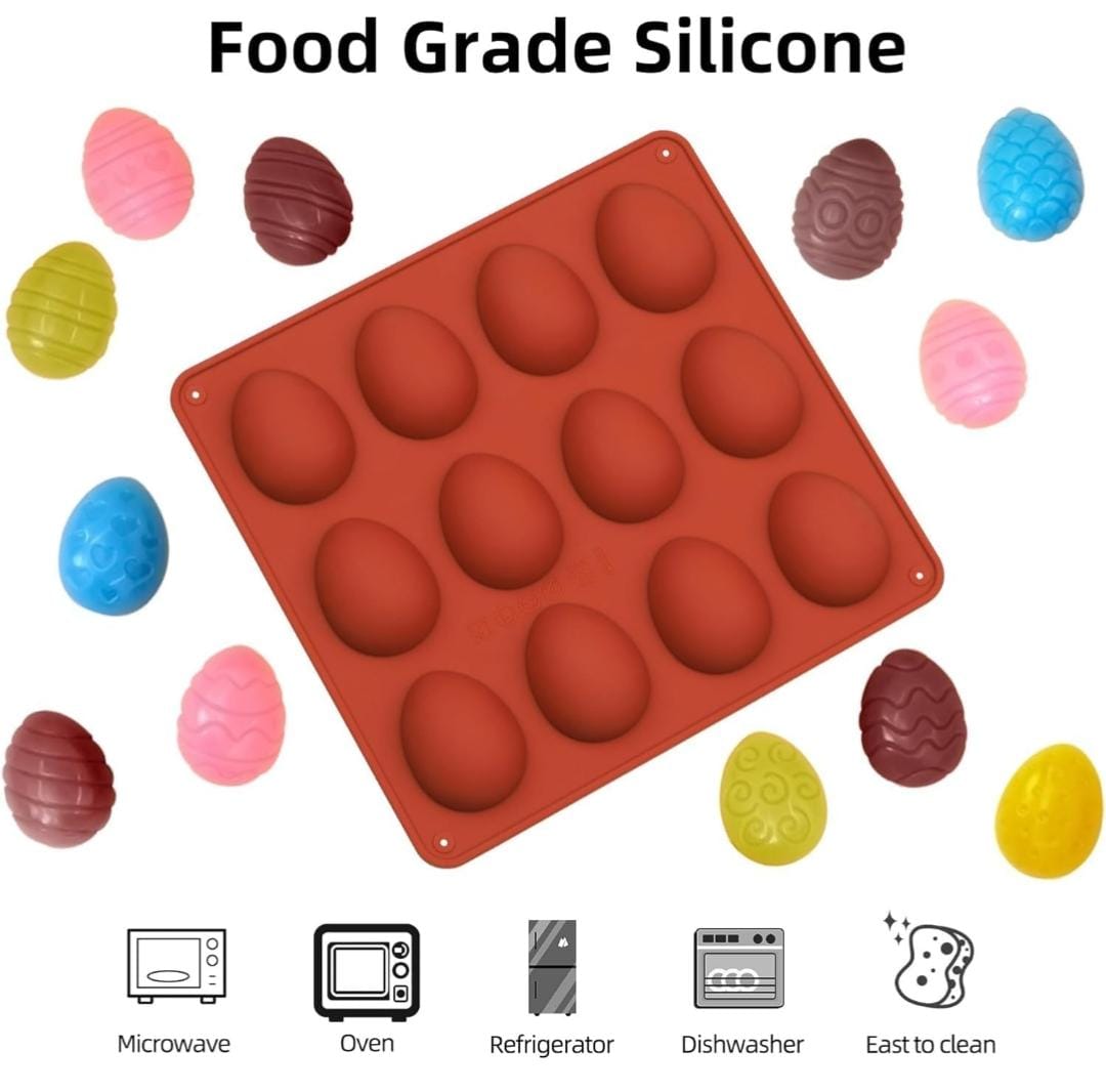 Bakewareind Easter Egg Cake Silicone Chocolate Mould , 12 Cavity - Bakeware India