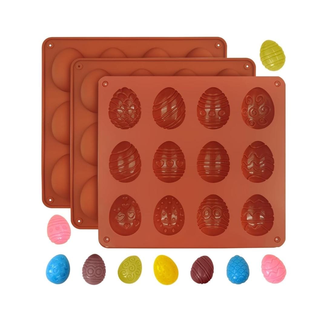 Bakewareind Easter Egg Cake Silicone Chocolate Mould , 12 Cavity - Bakeware India