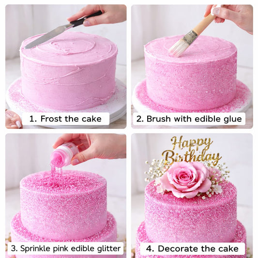 Bakewareind Edible Pink Glitter For Cake Decoration ,5gram - Bakeware India