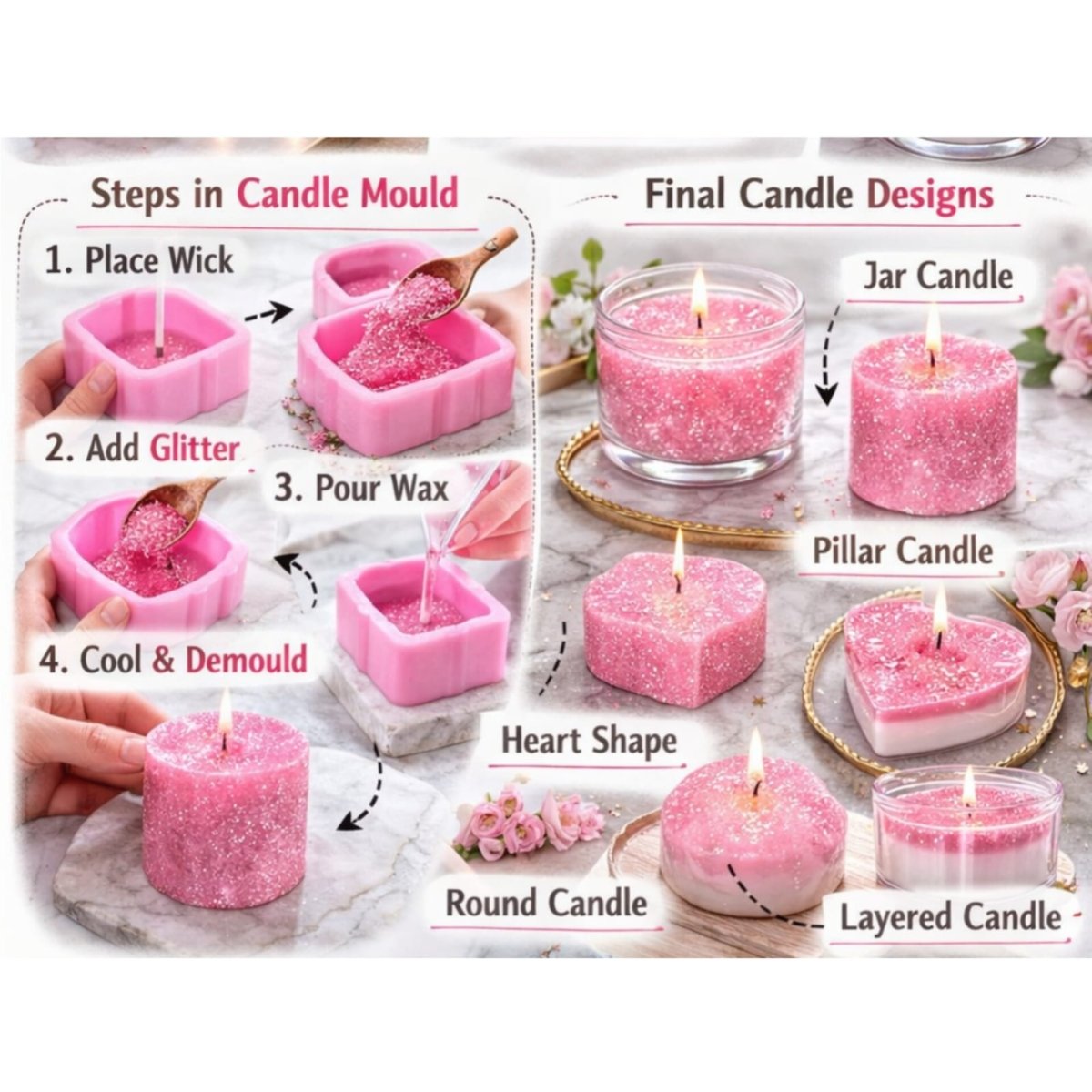 Bakewareind Edible Pink Glitter For Cake Decoration ,5gram - Bakeware India