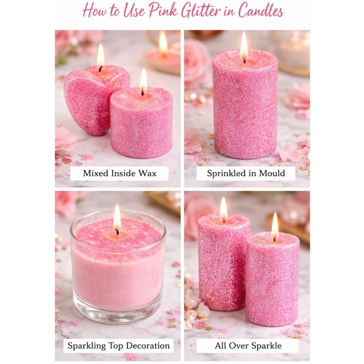 Bakewareind Edible Pink Glitter For Cake Decoration ,5gram - Bakeware India