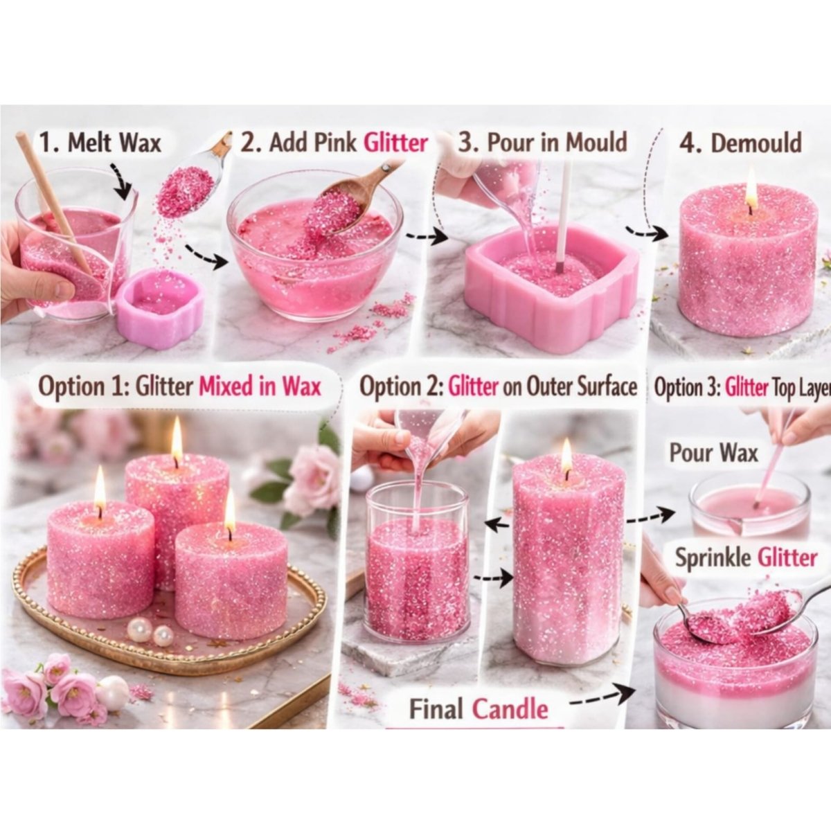 Bakewareind Edible Pink Glitter For Cake Decoration ,5gram - Bakeware India