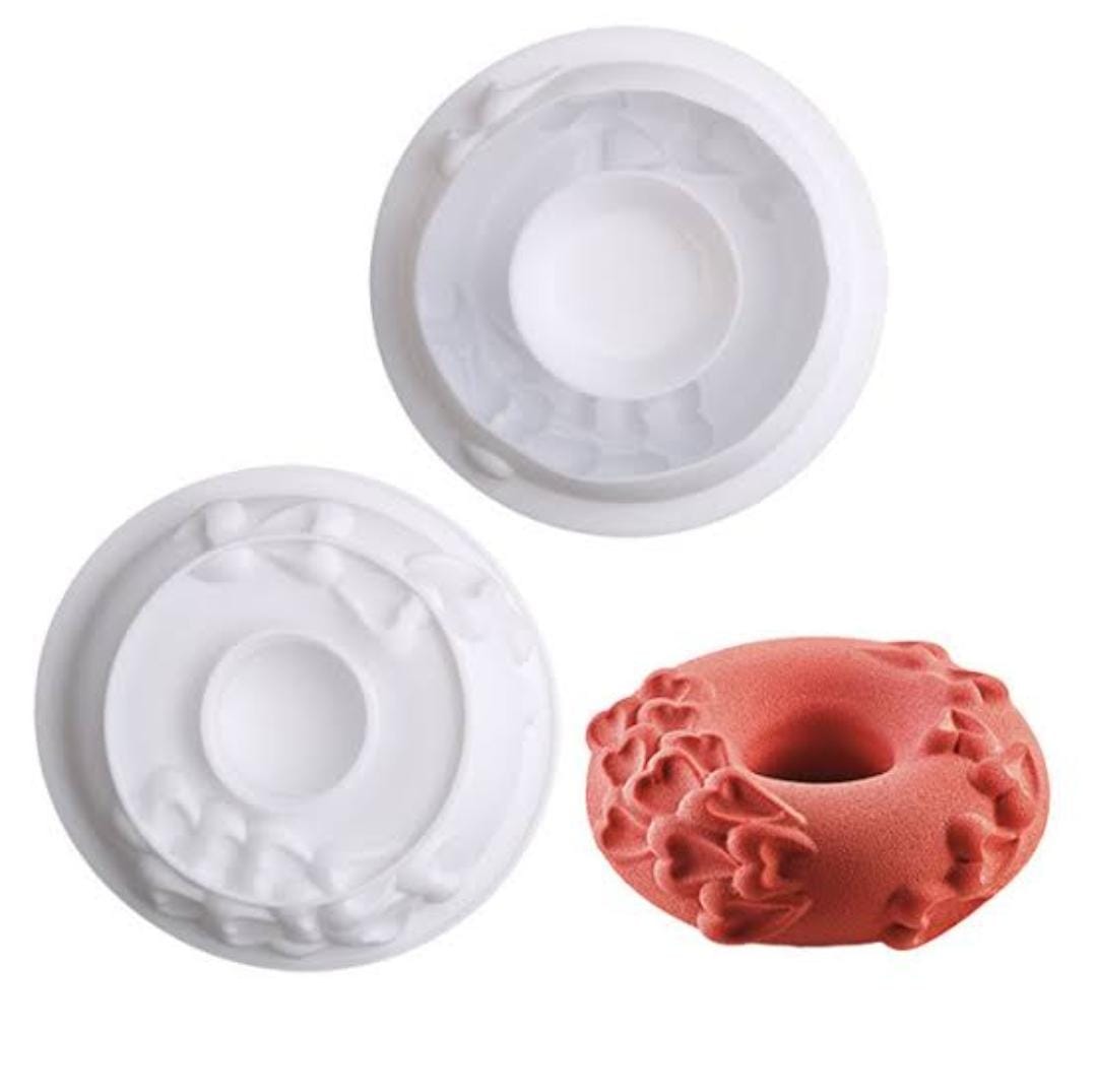 Bakewareind Endless Love Passion Donut Heart Entremet Cake Silicone Mould - Bakeware India
