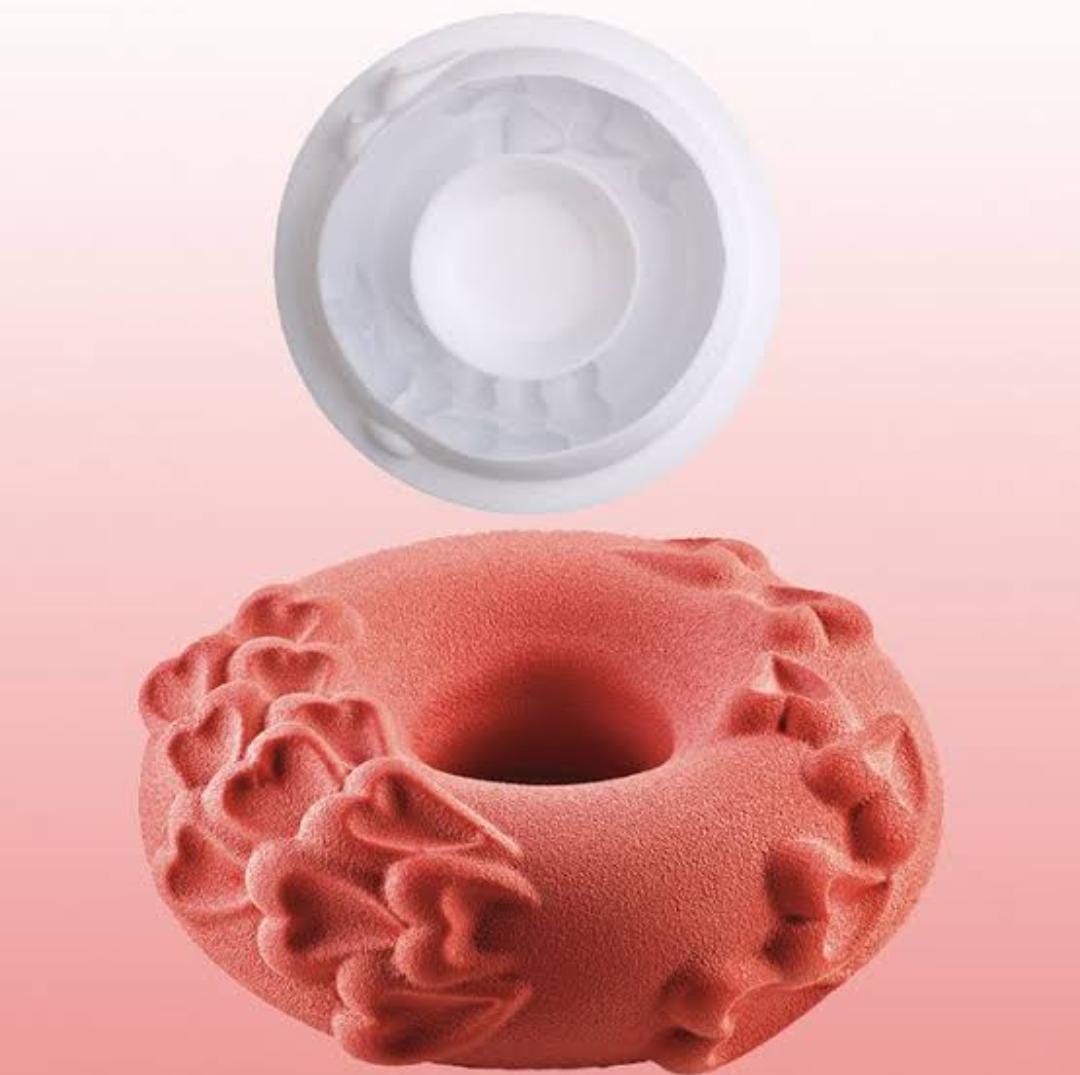 Bakewareind Endless Love Passion Donut Heart Entremet Cake Silicone Mould - Bakeware India
