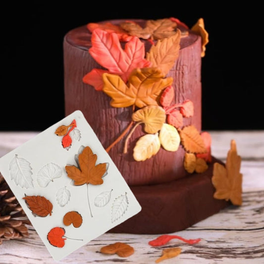 Bakewareind Fall Maple Ginko Leaf Branch Silicone Chocolate Fondant Mould - Bakeware India