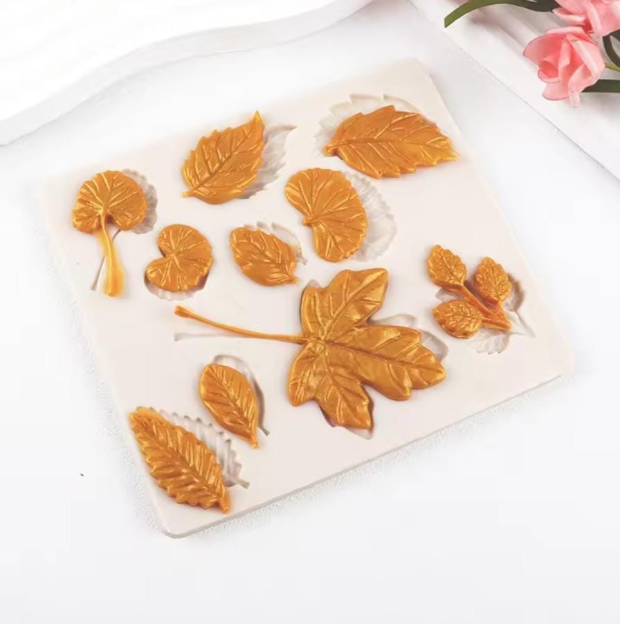 Bakewareind Fall Maple Ginko Leaf Branch Silicone Chocolate Fondant Mould - Bakeware India