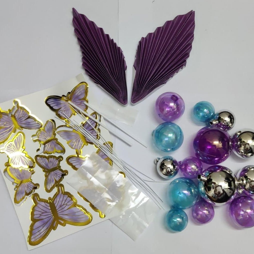 Bakewareind Faux ball topper , Butterfly Topper , Palm Leaf Pack of Cake Decoration (Select colors) - Bakeware India