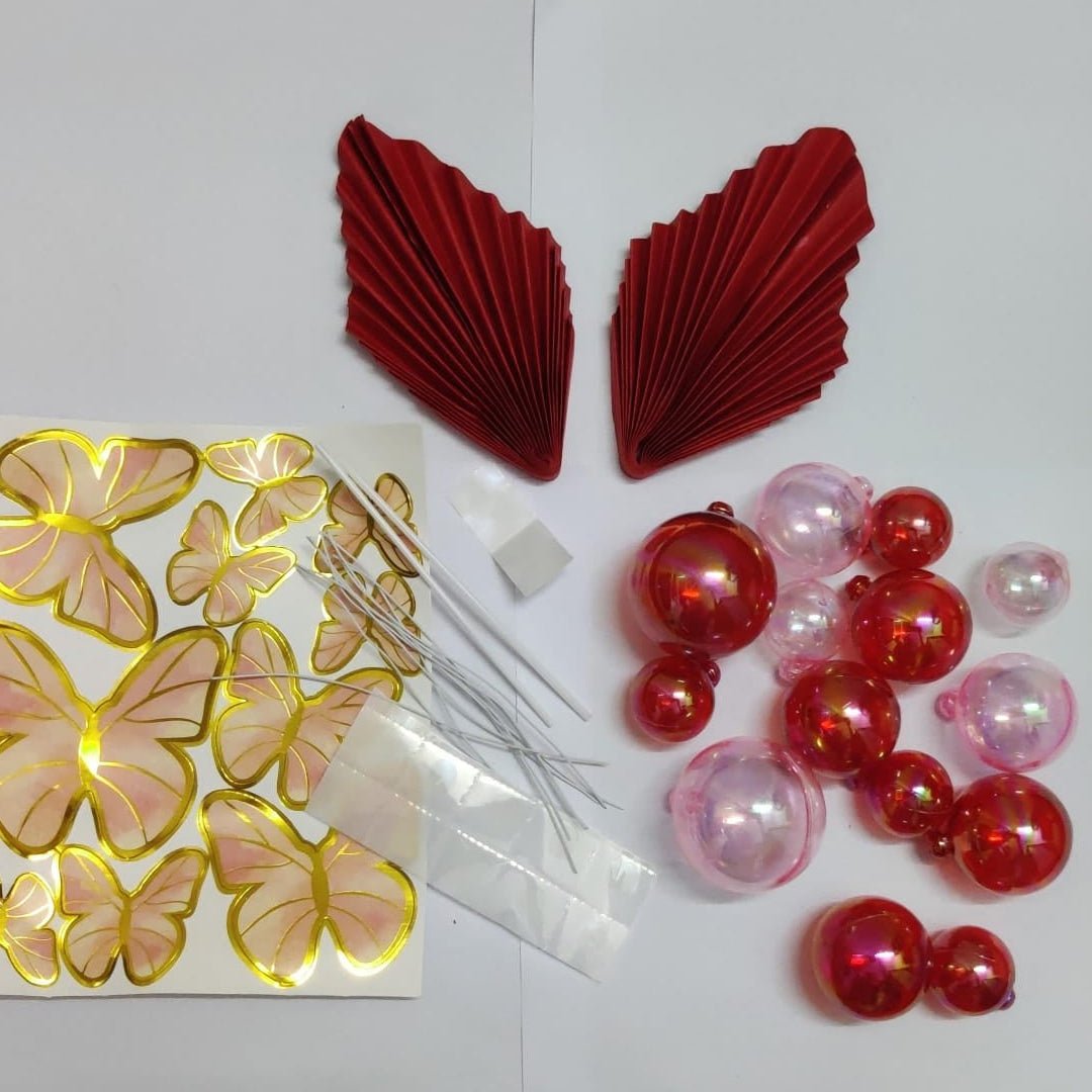 Bakewareind Faux ball topper , Butterfly Topper , Palm Leaf Pack of Cake Decoration (Select colors) - Bakeware India
