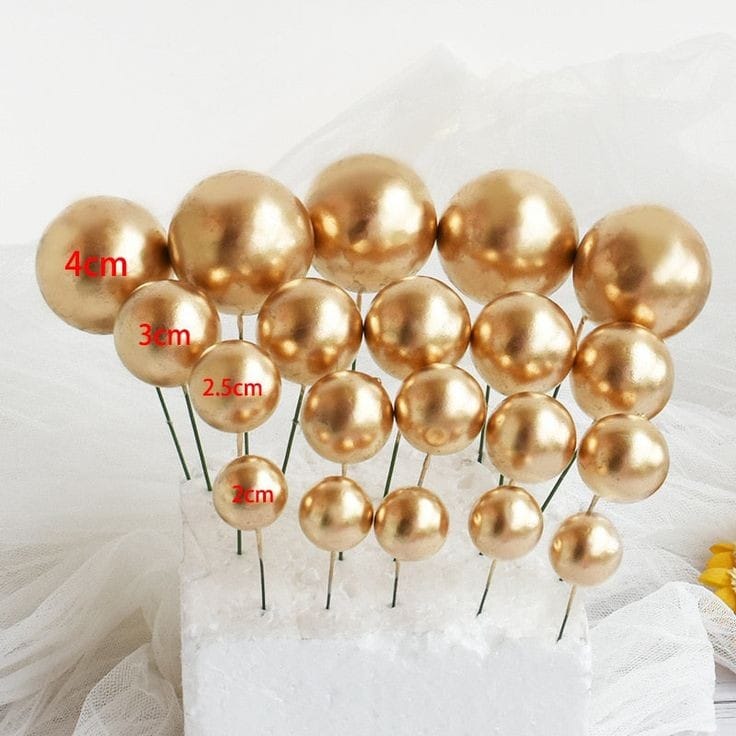 Bakewareind Faux Golden Ball Topper Cake Decorating,20 pcs - Bakeware India