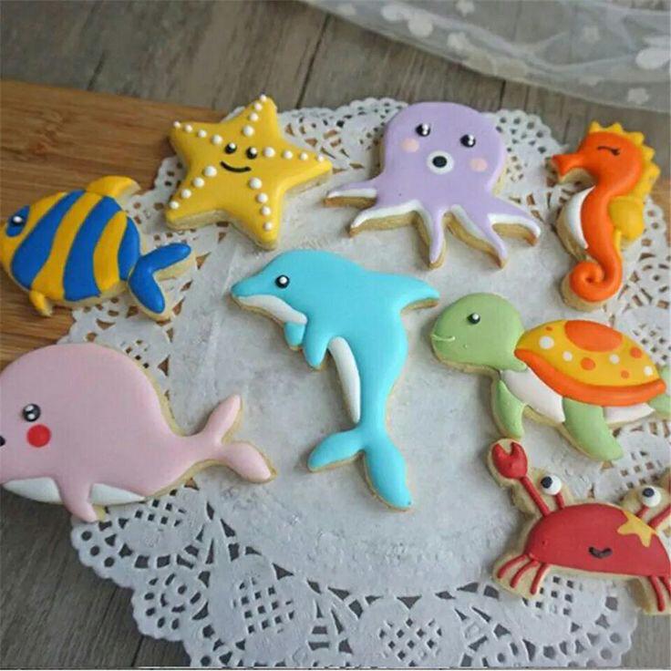 Bakewareind Fish Starfish Crab Dolphin Shark Cookie Cake Cutter 8pcs - Bakeware India