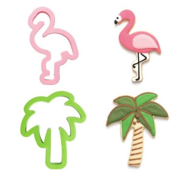 Bakewareind Flamingo Palm Tree SugarCraft Cookie Fondant Cake Cutter Set,2Pc - Bakeware India