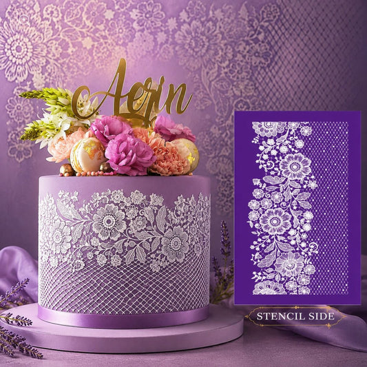 Bakewareind Floral French Lace Mesh Cake Decorating Stencil Reusable - Bakeware India