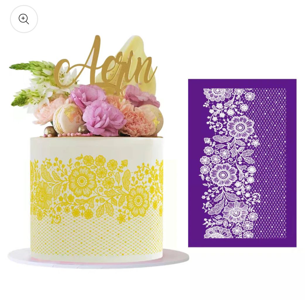 Bakewareind Floral French Lace Mesh Cake Decorating Stencil Reusable - Bakeware India